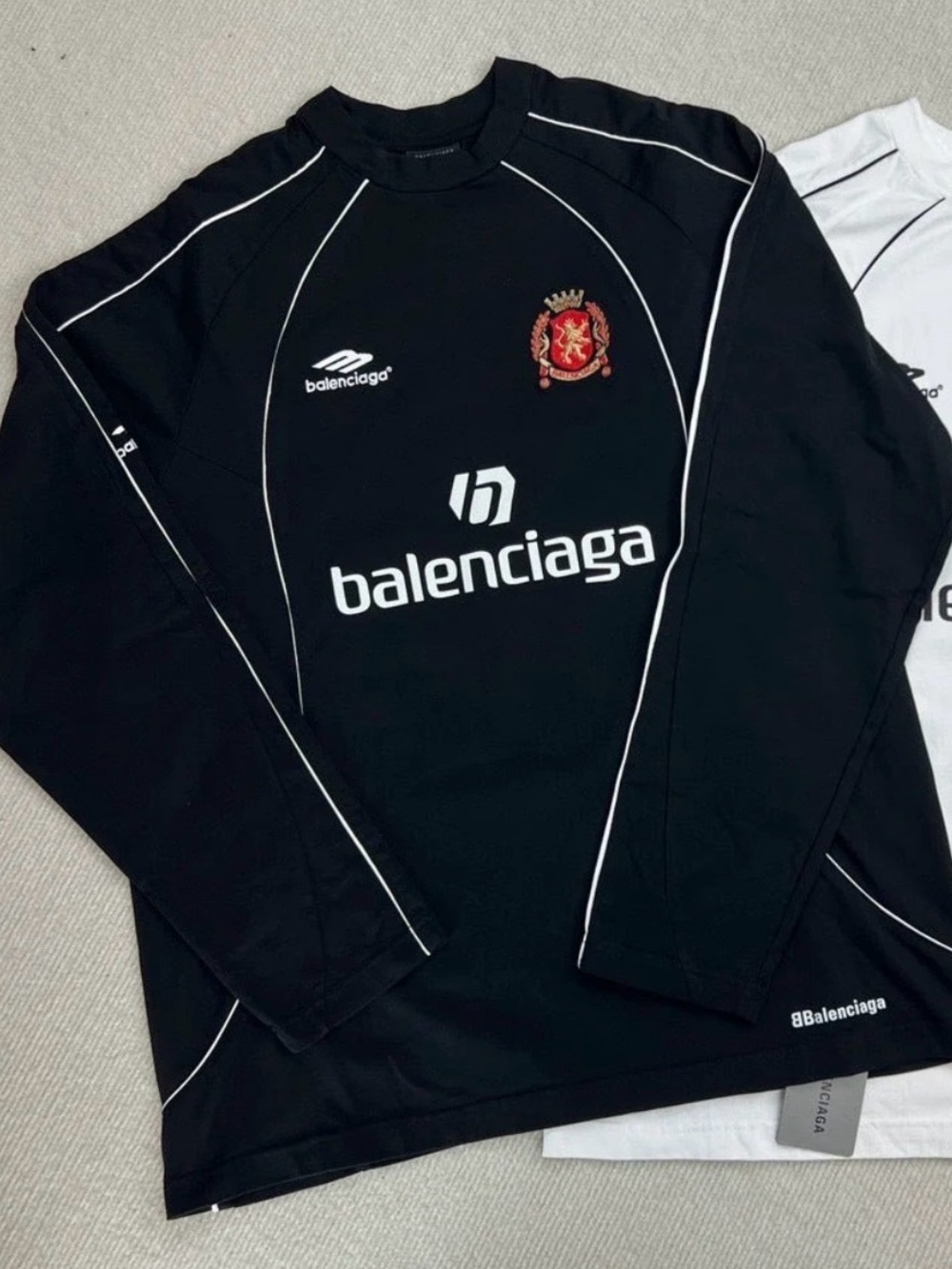 Balenciaga Black Long Sleeve Crest Logo Jersey